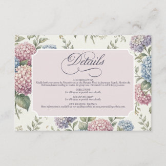 Delicate Hydrangea Flowers Wedding Enclosure Card