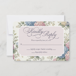Delicate Hydrangea Flowers Wedding RSVP Card