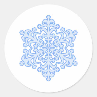 Delicate Icy Blue Winter Christmas Snowflake Classic Round Sticker