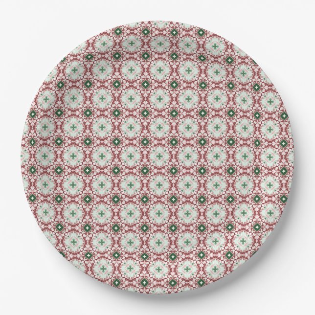 Delicate Intricate Funky Festive Christmas Pattern Paper Plate (Front)