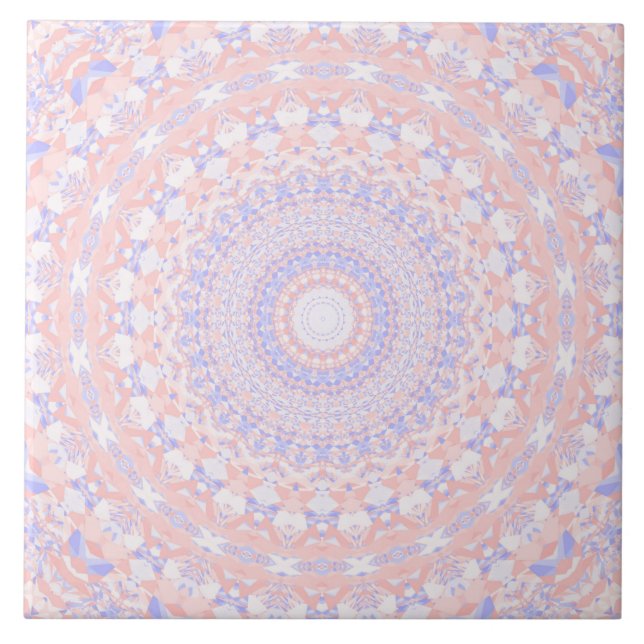 Delicate Intricate Pretty Pastel Abstract Mandala Ceramic Tile (Front)