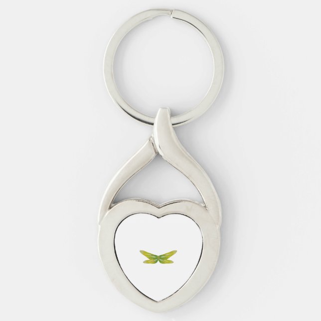 delicate iridescent emerald dragonfly wings key ring (Front)