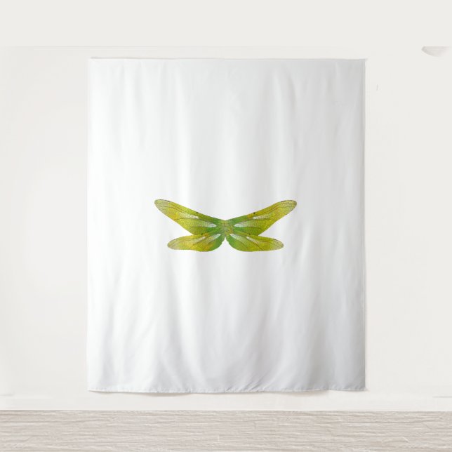 delicate iridescent emerald dragonfly wings tapestry (Front)