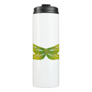 delicate iridescent emerald dragonfly wings thermal tumbler
