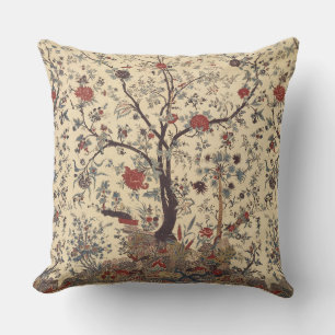 Delicate Italian Tree-and-Flower Throw Pillow