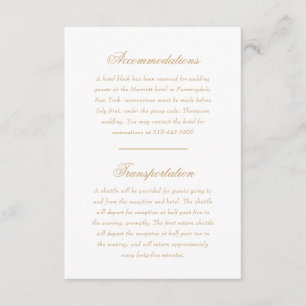 Delicate Ivory and Gold Script Wedding Direction Enclosure Card