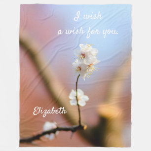 Delicate Japanese Apricot Blossoms Fleece Blanket