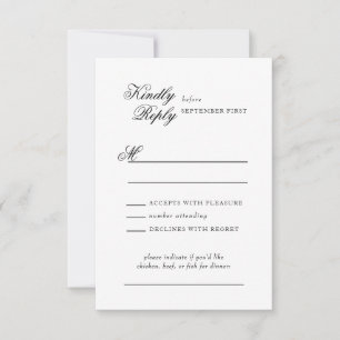 Delicate Lace Black and Gold Script Wedding RSVP Card