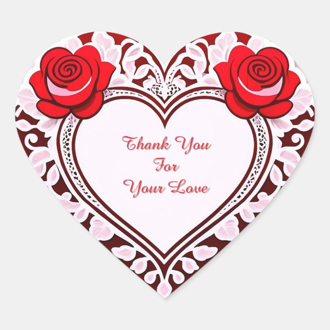 Delicate Lace Heart Card Heart Sticker (Front)