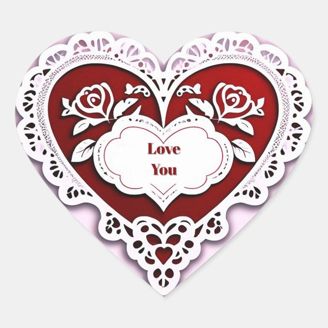 Delicate Lace Heart Card Sticker (Front)