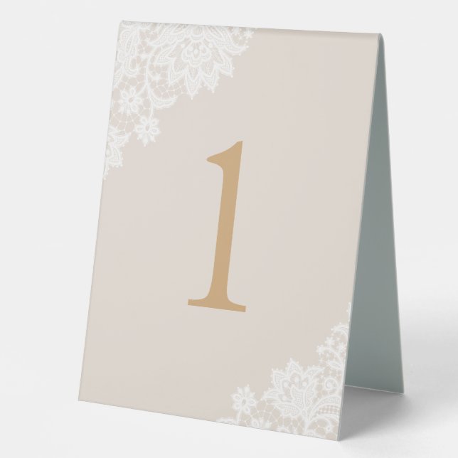 Delicate Lace Ivory and Gold Script Wedding (Front)