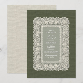 Delicate Lace Save the Date wedding Invitation 