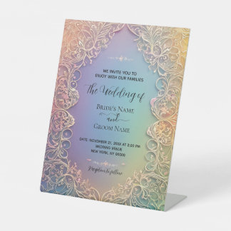 Delicate Lace Wedding Invitation Pedestal Sign