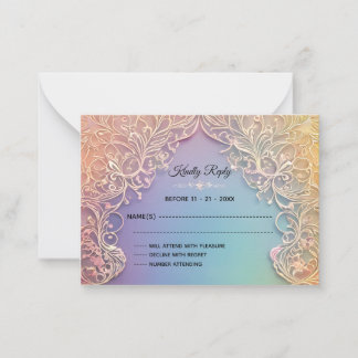 Delicate Lace Wedding RSVP Card