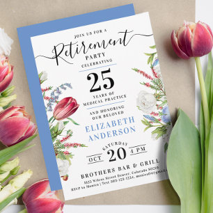Delicate Lavender Blue Floral Retirement Party Invitation