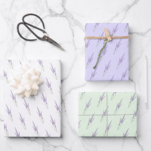 Delicate Lavender Herb Flower Dry Bundle Pattern Wrapping Paper Sheet