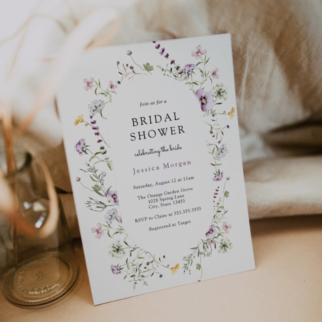 Delicate Lavender Yellow Wildflower Bridal Shower Invitation (Creator Uploaded)