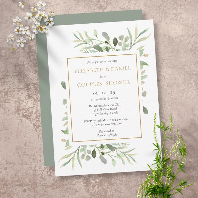Delicate Leaves Couples Shower Invitation (Creator Uploaded)