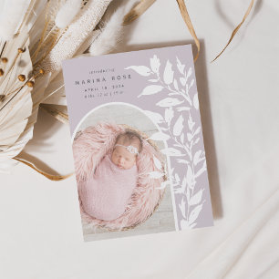 Delicate Leaves Photo Birth Announcement