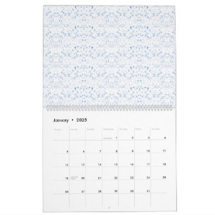 Delicate, light-blue patterned design repeating on calendar