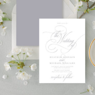 Delicate Light Gray Modern Calligraphy Classic Invitation