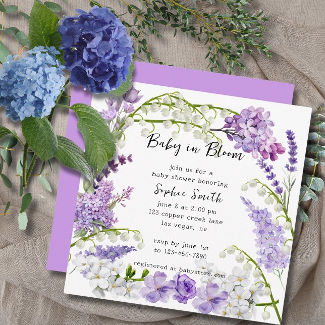 Delicate Lilac And Purple Florals Baby Shower Invitation (Creator Uploaded)