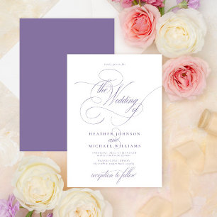 Delicate Lilac Lavender Modern Calligraphy Classic Invitation