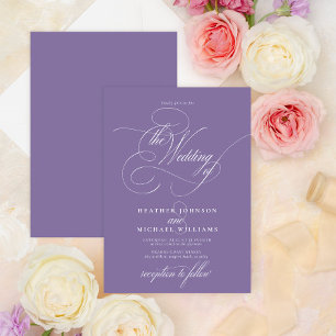 Delicate Lilac Lavender Modern Calligraphy Classic Invitation
