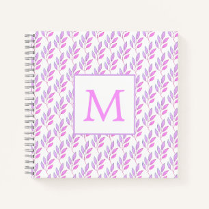 Delicate Lilac Pink Leaf Monogram Notebook