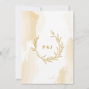 Delicate linear leaves Wedding Invitation
