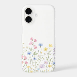 Delicate Loose Watercolor Spring Wildflowers and W