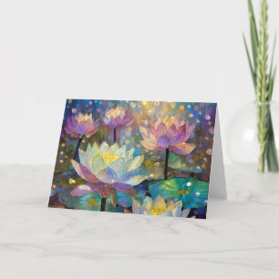 Delicate Lotus Flowers Blossoming in the Snow Card