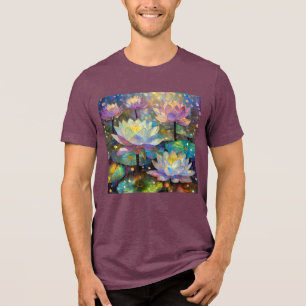 Delicate Lotus Flowers Blossoming in the Snow Tri-Blend Shirt