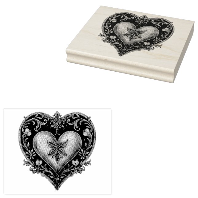 Delicate Love: Gouache Valentine Hearts Rubber Stamp (Stamped)