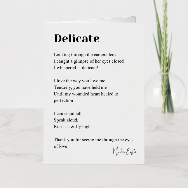Delicate Love Poem Poetry  Foil Greeting Card (Front)