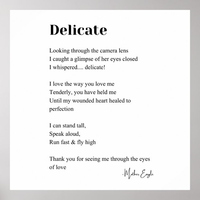 Delicate Love Poem Poetry Wall Art Poster Decor  (Front)