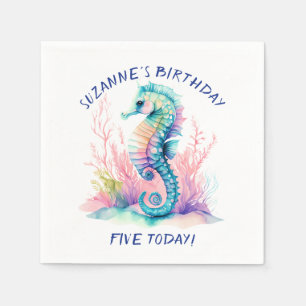 Delicate Marine Seahorse Personalised Napkin