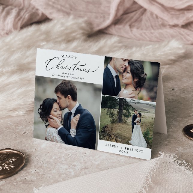 Delicate Marry Christmas Folded Holiday Wedding Thank You Card (Creator Uploaded)