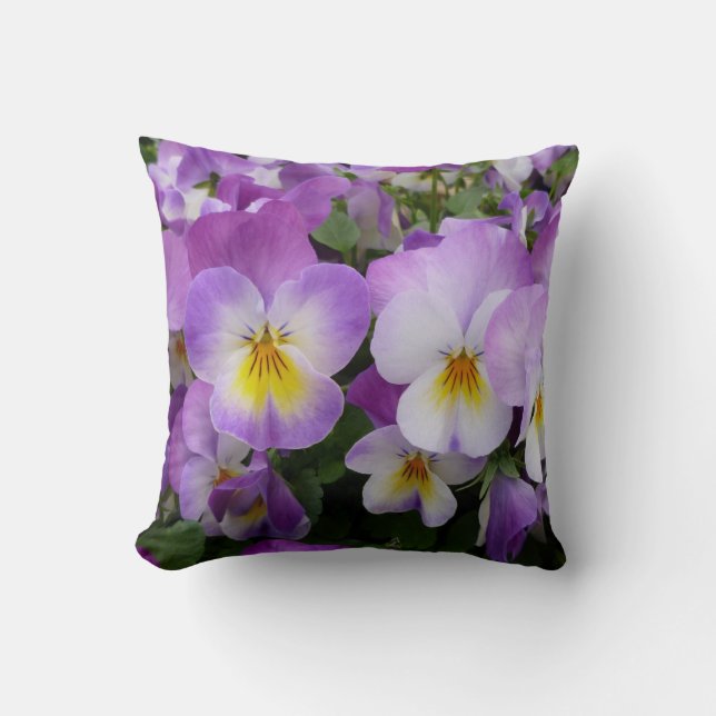 Delicate Mauve Pansies Cushion (Front)
