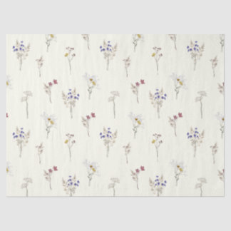 Delicate Meadow Wildflowers on Ivory White Tissue Paper