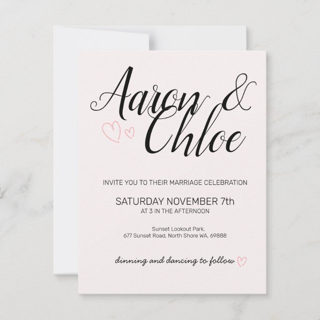 Delicate Minimalist Calligraphy Wedding Invitation (Front)