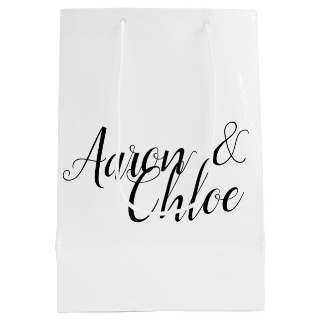 Delicate Minimalist Calligraphy Wedding  Medium Gift Bag (Back)