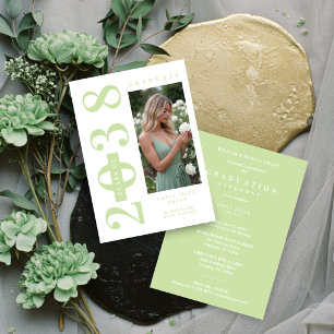 Delicate MInimalist Graduate Light Green Shades  Invitation