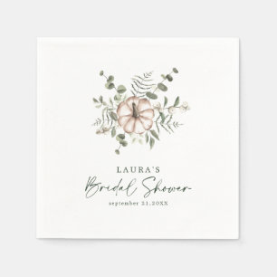 Delicate Minimalist Rustic Pumpkin Bridal Shower Napkin