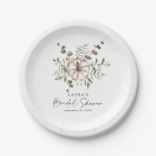Delicate Minimalist Rustic Pumpkin Bridal Shower Paper Plate