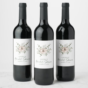 Delicate Minimalist Rustic Pumpkin Bridal Shower Wine Label