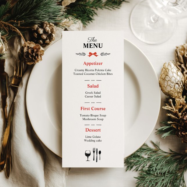 Delicate Modern Black and White Wedding Menu (Creator Uploaded)