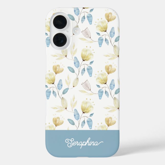 Delicate Modern Floral Pattern With Your Name Case-Mate iPhone Case (Back)