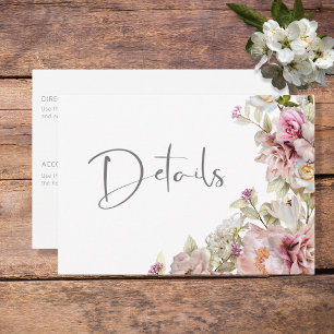 Delicate Modern Pink Blush Rose Lily Green Details Enclosure Card