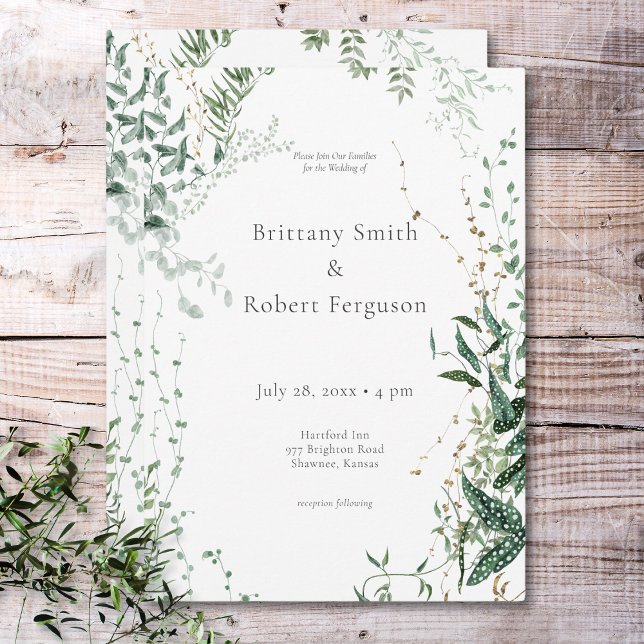 Delicate Modern Tropical Rainforest Foliage Invitation (Delicate Modern Tropical Rainforest Foliage Wedding Invitation)